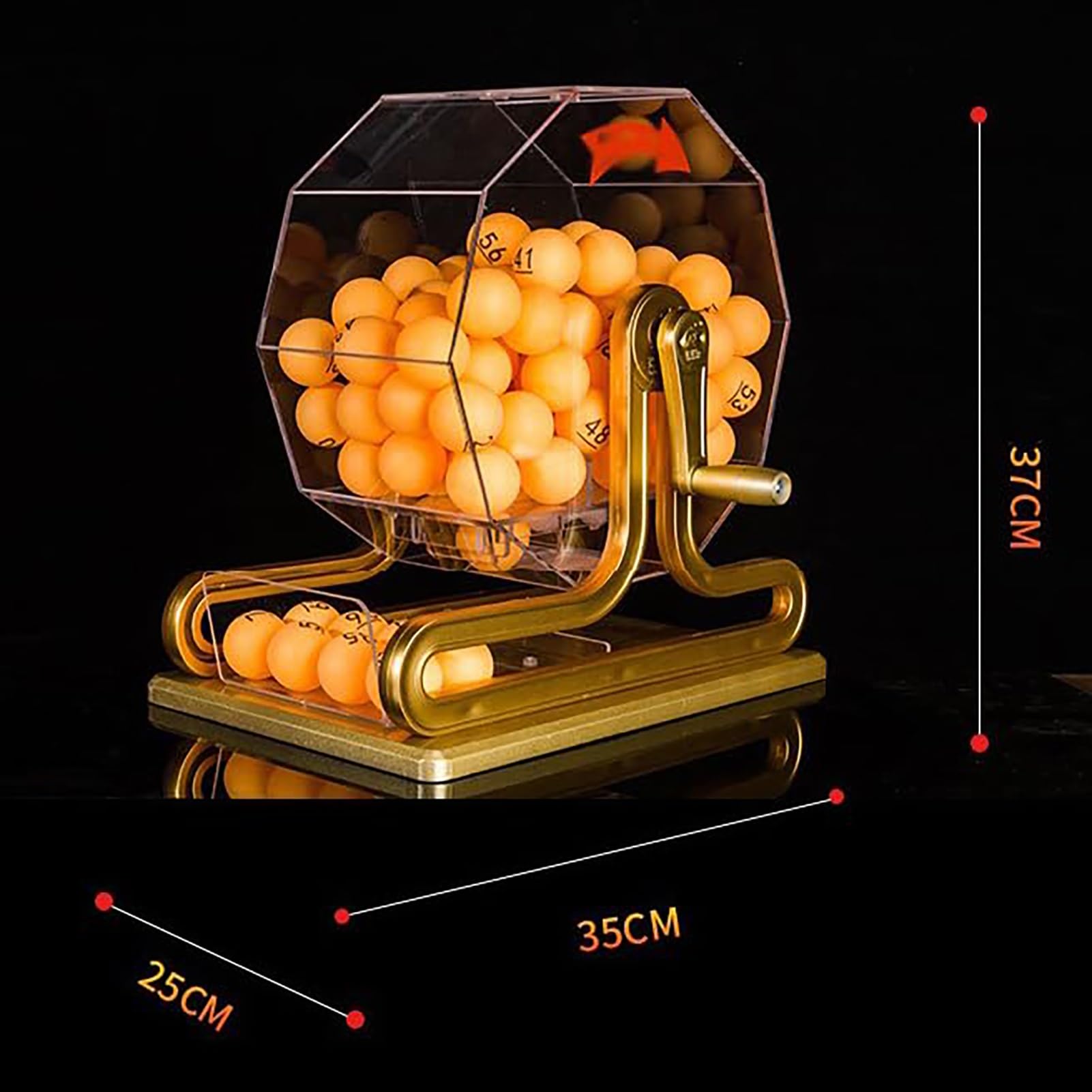 Selector de lotería, máquina de lotería manual, juego de bingo de lujo con jaula de bingo, selector de número de bola de curado a mano, incluye jaula de bingo acrílico, bola de 100 piezas, fácil de