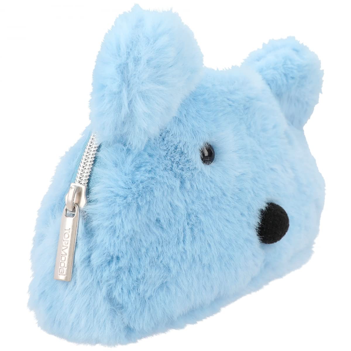 Depesche 11993 TOPModel Iceworld - Kosmetiktasche in Hellblau mit weichem Plüsch-Fell, Eisbären-Gesicht und Ohren, Täschchen mit silbernem Reißverschluss