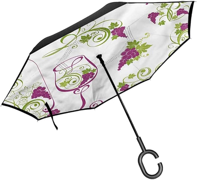 ScottDecor Wine Inversa Umbrella Bottle Glass Grapevines