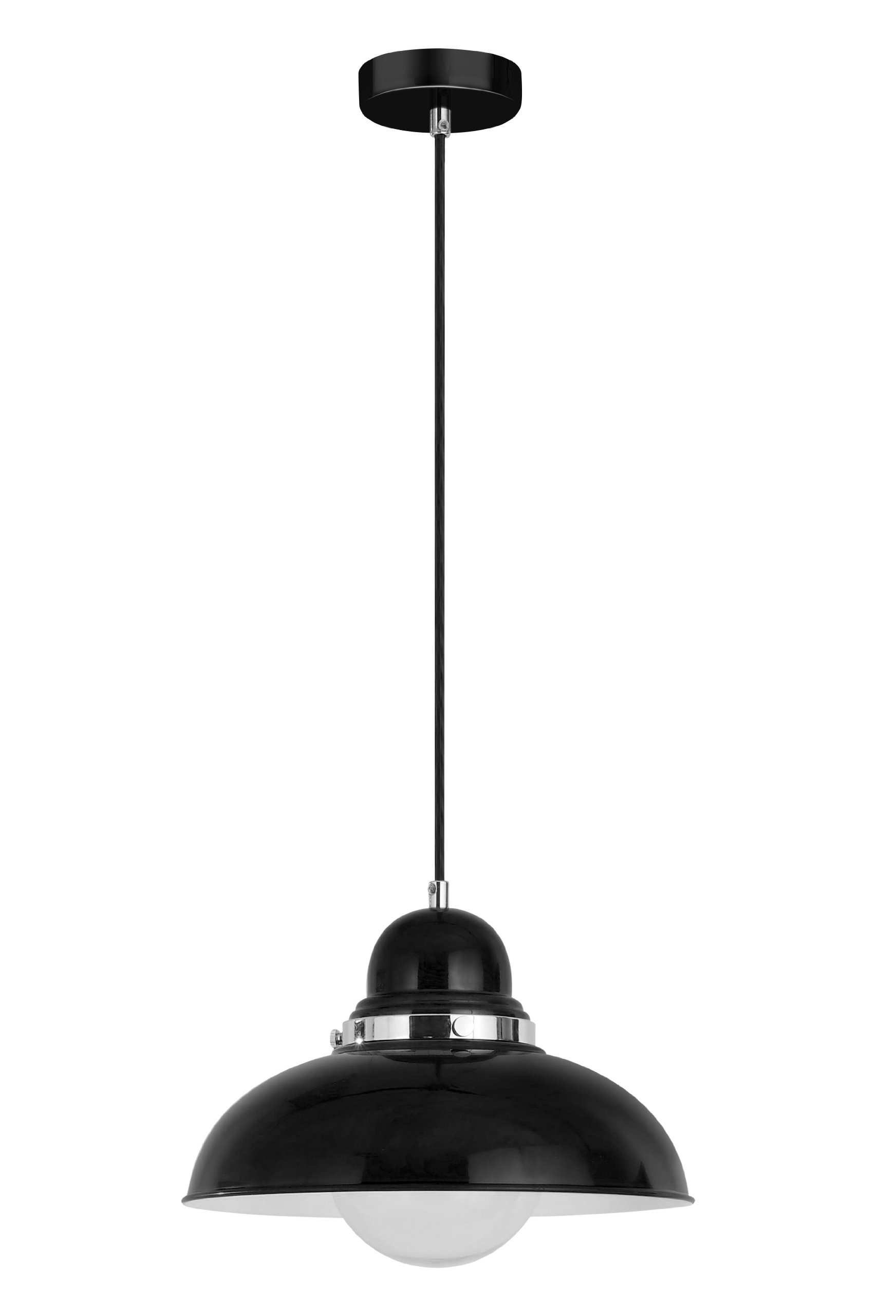 Premier Housewares E27 Edison Screw Chrome Ceiling Pendant, 40 W - Black