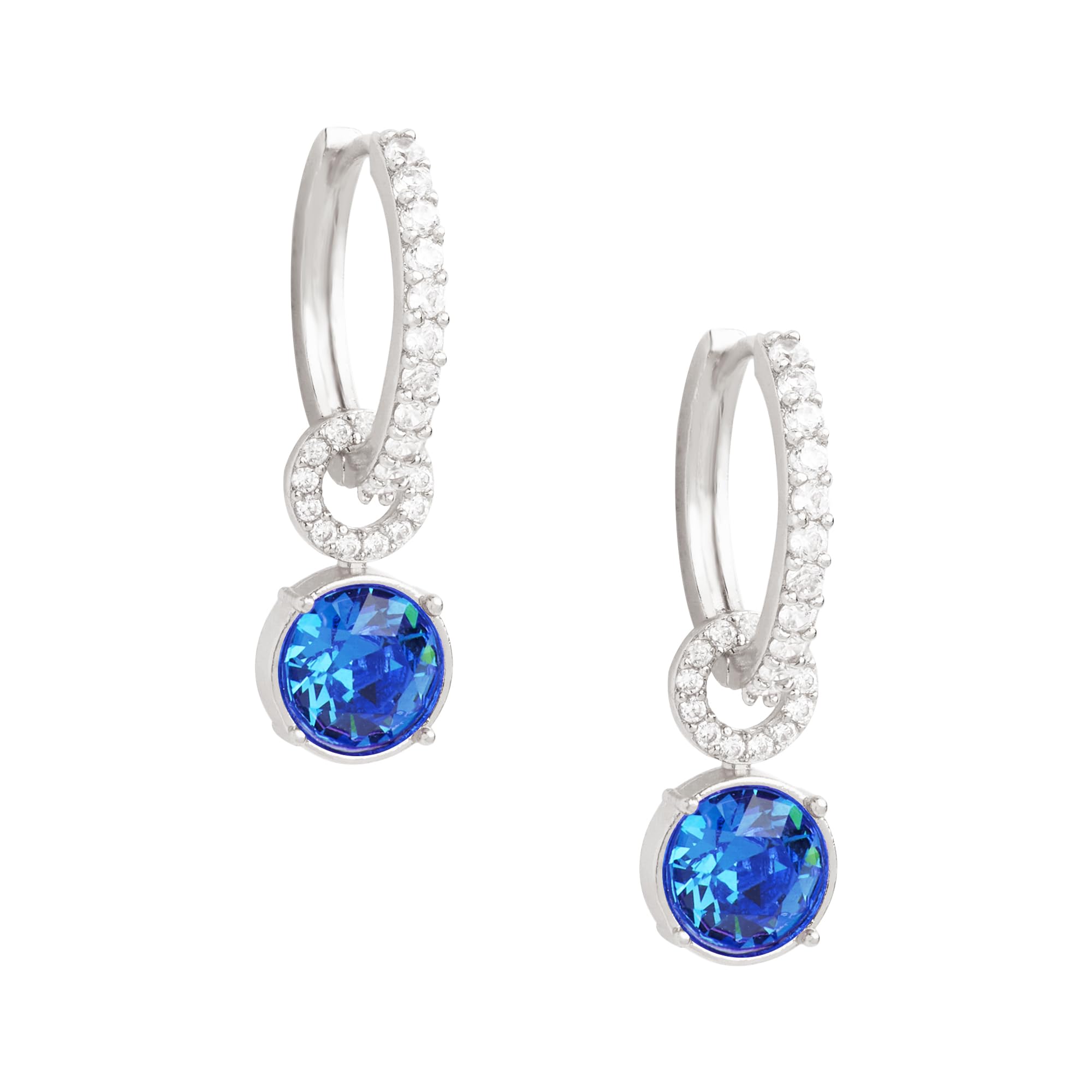 MINUTIAE Dangling Blue Sapphire Crystal Diamond Cut & White Diamond Ear Tops Stud Earrings Jewellery for Women and Girls(White Gold Plated) (B0CTNV5RF3) Amazon Price History, Amazon Price Tracker