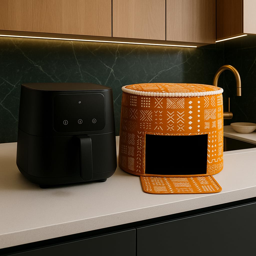 Air Fryer Cover 13.5″x13″x13″ Square Shape –450 GSM Terracotta Fabric Dustproof & Machine Washable |Fits Philips, Sujata, Bajaj, Preethi, , Havells, Kent, Lifelong, Pigeon – THROWPILLOW.IN