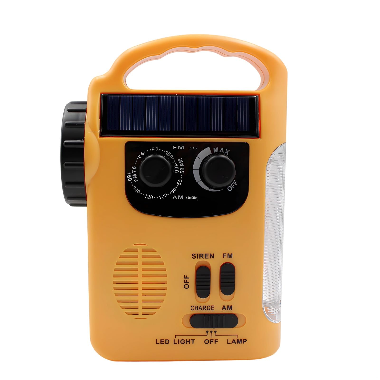 Radio korbowe słoneczne, przenośne radio awaryjne z AM/Fm, korbą ręczną, zasilanie słoneczne, latarka z 5 diodami LED, lampa do czytania z 8 diodami LED, system alarmowy na zewnątrz, do domu