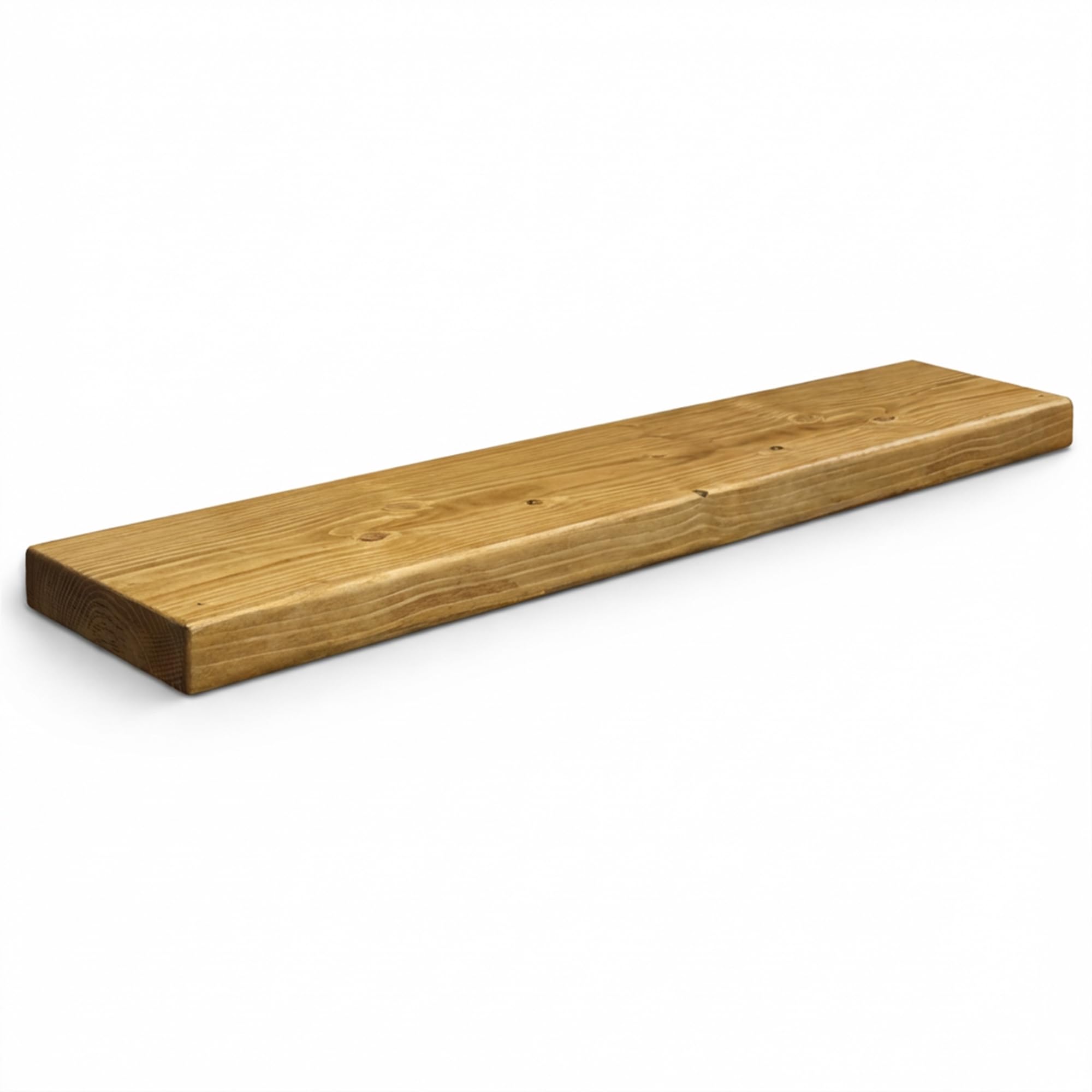 MKGT Rustic Floating Shelf – Solid Wood Chunky 4.5cm Thick 22cm Deep Wall Mounted with Hidden Brackets, UK Handmade Pine for Kitchen, Living Room, Bathroom & Fireplace Mantel (Rustic Pine, 140cm) — image 1