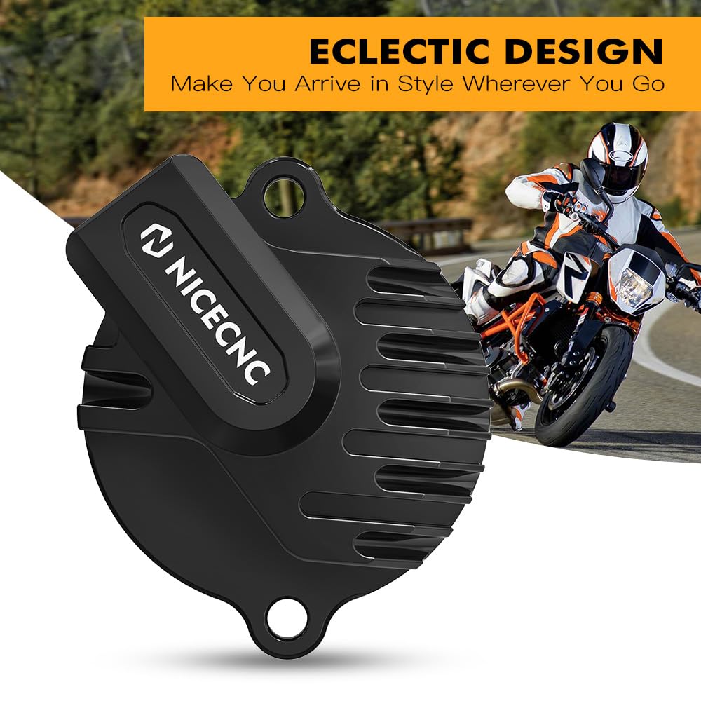 NICECNC Ölfilterkappe für Motorräder, Compatible with Husqvarna SVARTPILEN 701 2019–2022, Compatible with Gas Gas SM700 2023, Compatible with 690 Duke 2013–2018, Siehe Passform, Schwarz