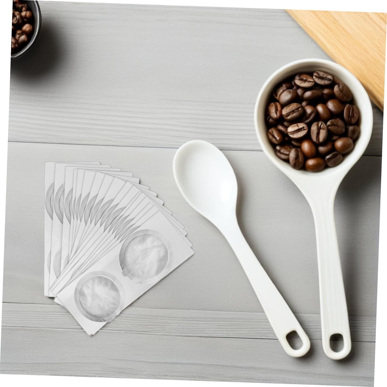 Cabilock 250 Piezas película de taza de cápsula de café Sellado de tapas de espresso láminas adhesivas de café Cafe molido Cafe expreso tapas de láminas de espresso pegatinas