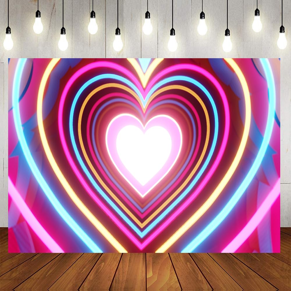 LTLYH 7x5ft Valentine's Day Photography Backdrop Love Heart Backdrop Mother's Day Birthday Wedding Party Banner Decor Photo Studio Props 244