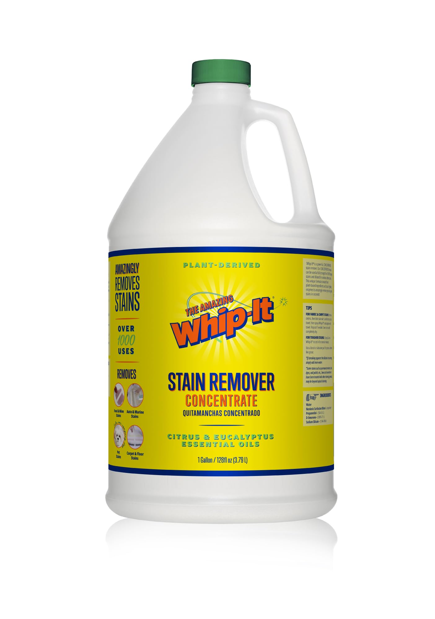Whip It Cleaner Concentrate, Multi Purpose Stain Remover, Plant Based Enzyme Cleaner, Cleaning Food, Grease, Coffee, Wine, Baby Stains, Over 500 uses, Made in the USA, 1 Gallon,128-ounce