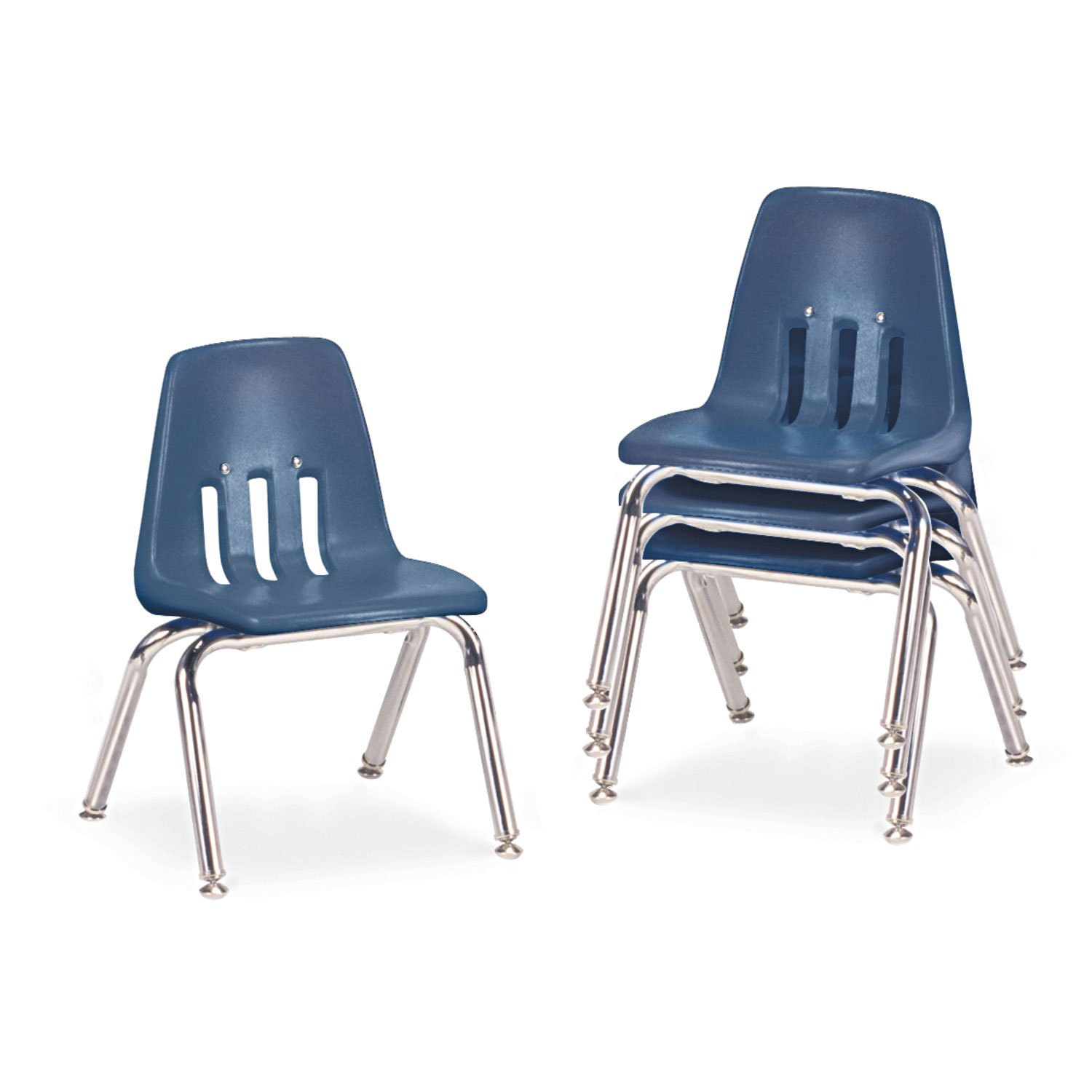 Virco 9000 Series Classroom Chairs, 12in Seat Height, Navy/Chrome, Four/carton