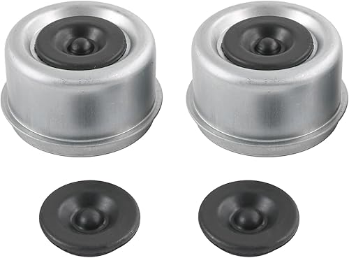 2 tapones antipolvo de 2.44 pulgadas con 2 tapones de goma adicionales, cojinete de rueda de eje de remolque y tapas antipolvo para la mayoría