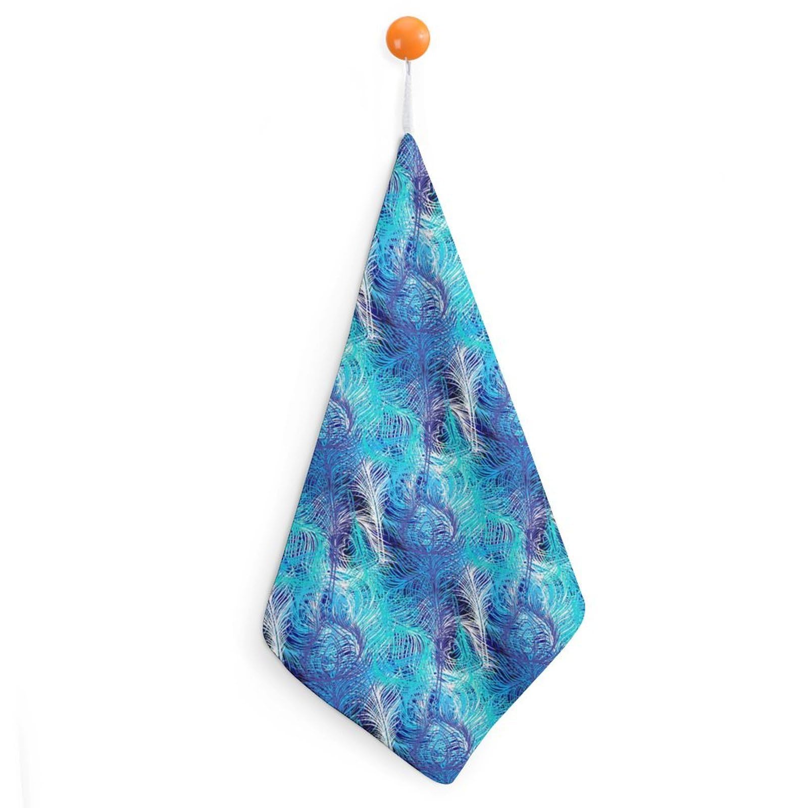 TXFBTRFSA Colorful Peacock Feathers Hand Towels with Hanging Loop Kitchen Towel Handkerchiefs Cleaning Cloths