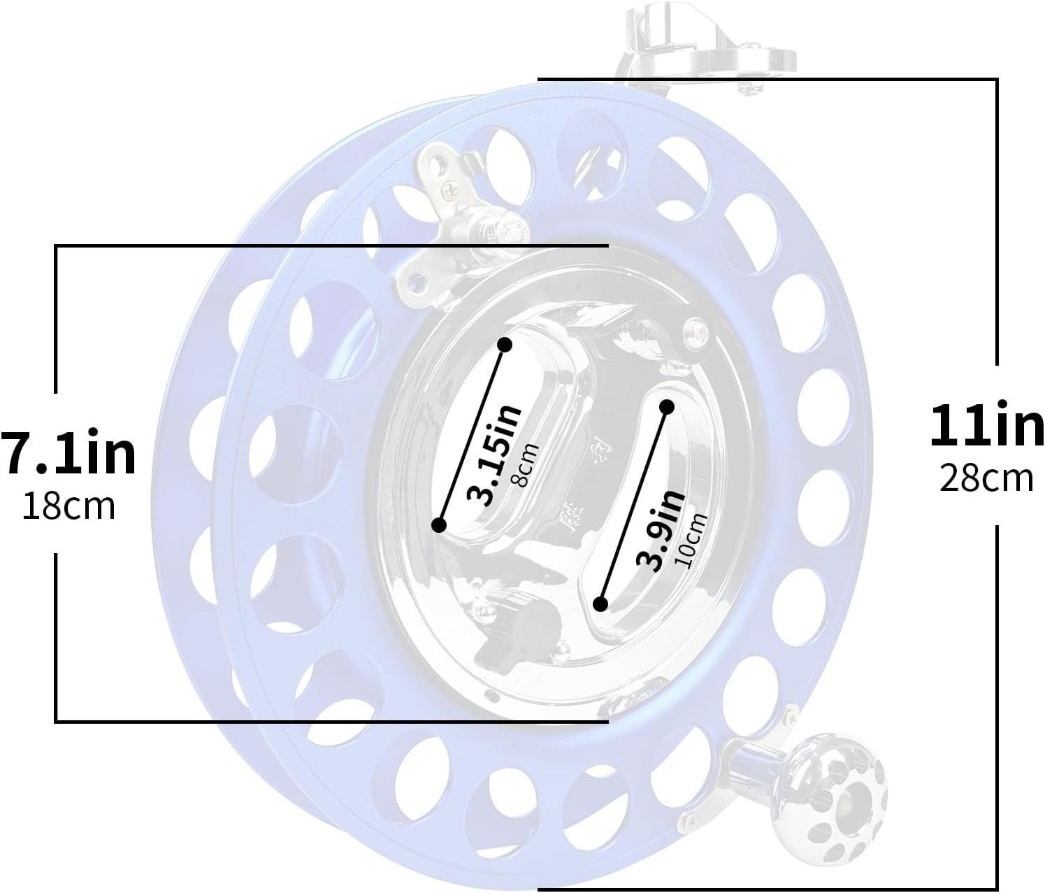 Simxkai 11-inch Professional Kite Winder with Brake, Heavy-Duty Metal Bearings, All-Directional Line Guide,for Adult Large Kite Flying(Blue)