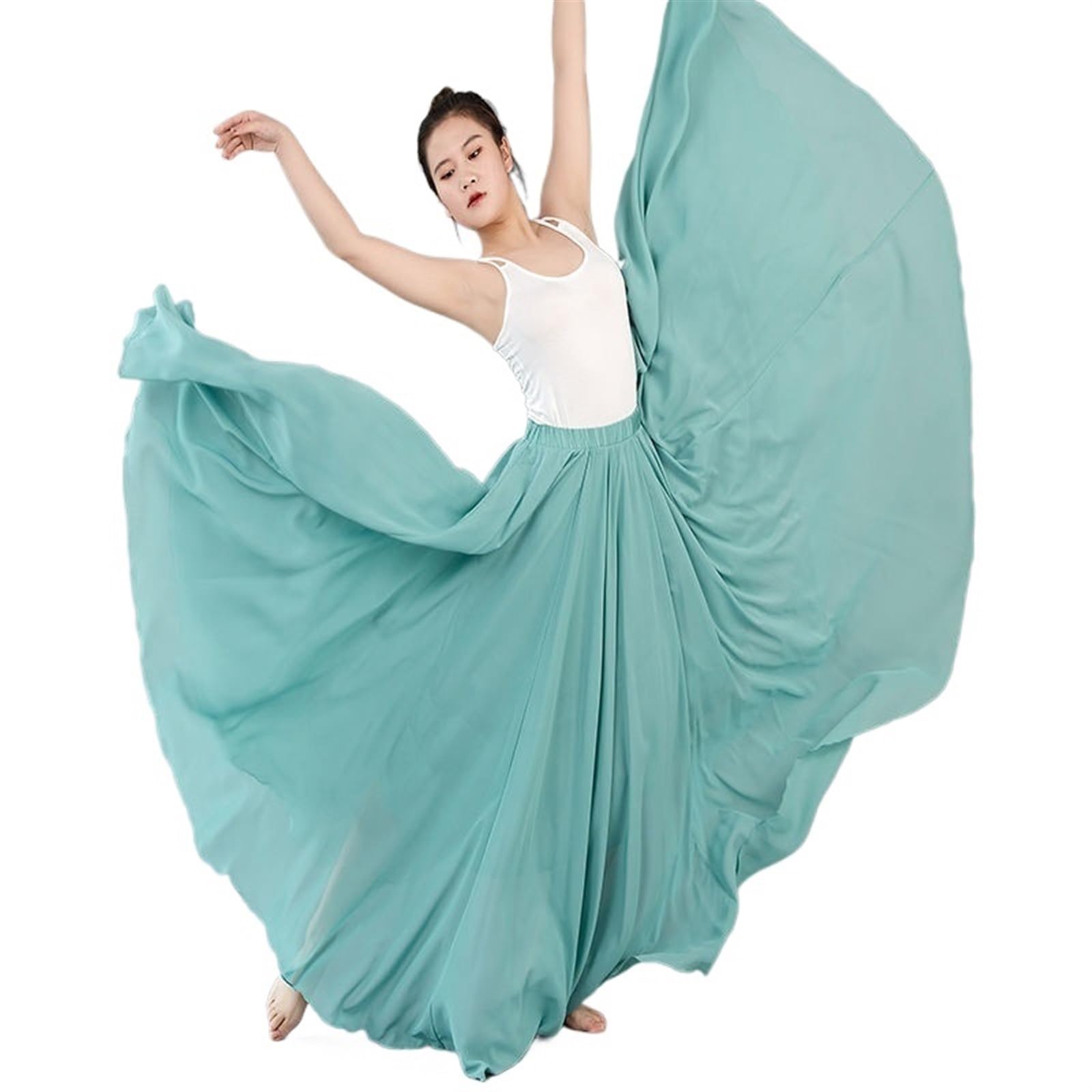 Falda Ballet Mujer Falda De Gasa De 360/540/720 Grados For Ballet, Danza del Vientre, Faldas Largas For Mujer, Ropa De Práctica De Bailarina, Falda De Baile Surtida(Green1,540 Degrees 90cm)