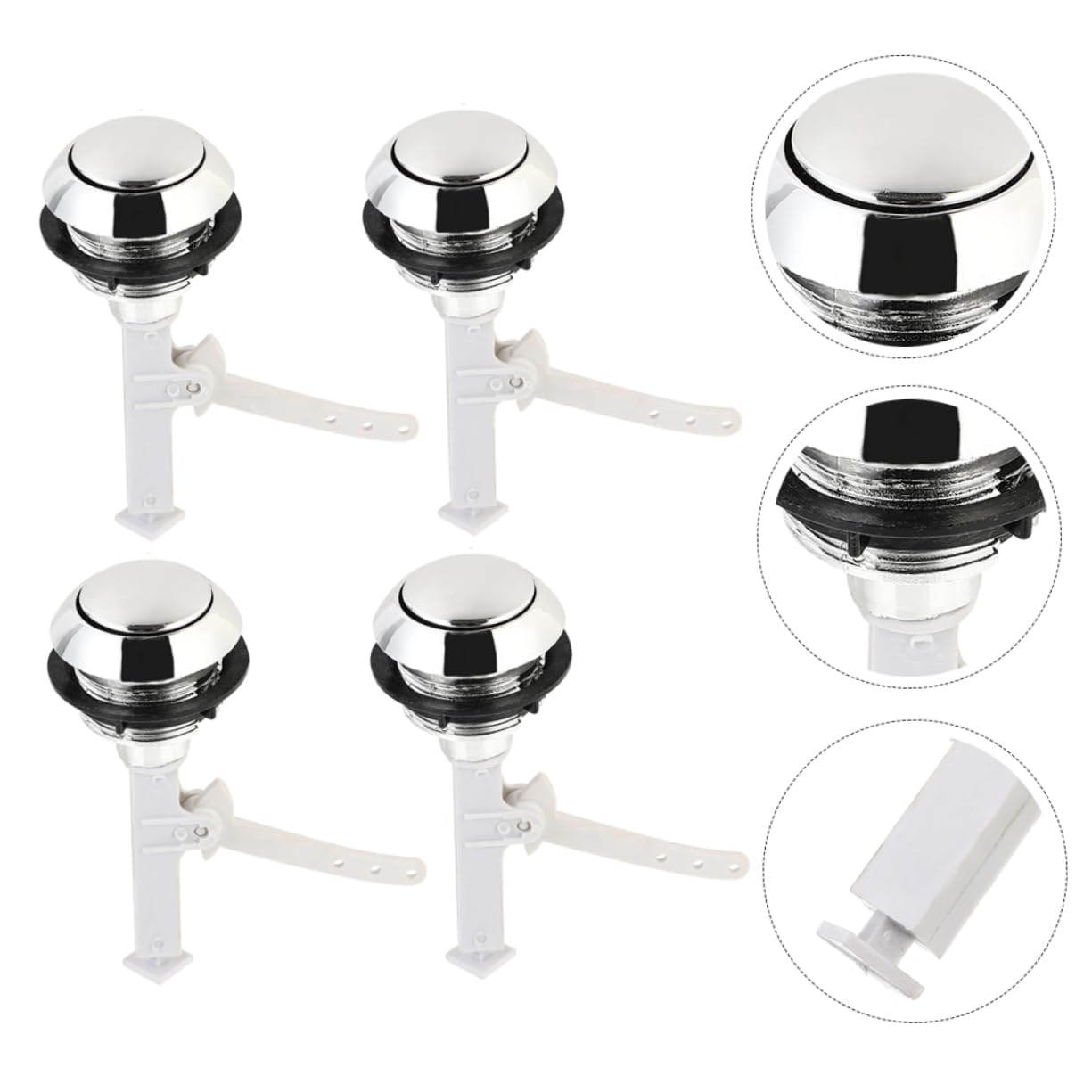 SHINEOFI 3 Set Pulsante Della Toilette Chiave Separare Pulsanti Serbatoio Wc Parti Spingere Pulsante Dello Sciacquone Singolo Sostituzione Del Pulsante Push Addominali Argento 12 Pezzi*3