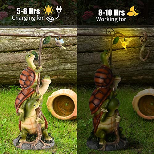 Wenyle Garden Turtle Statues Outdoor Decor, Resin Solar Cute Turtles And Dragonfly Figurine, Funny Turtles With Solar Light Statues For Patio Yard Lawn Porch Decoration #TOP3
