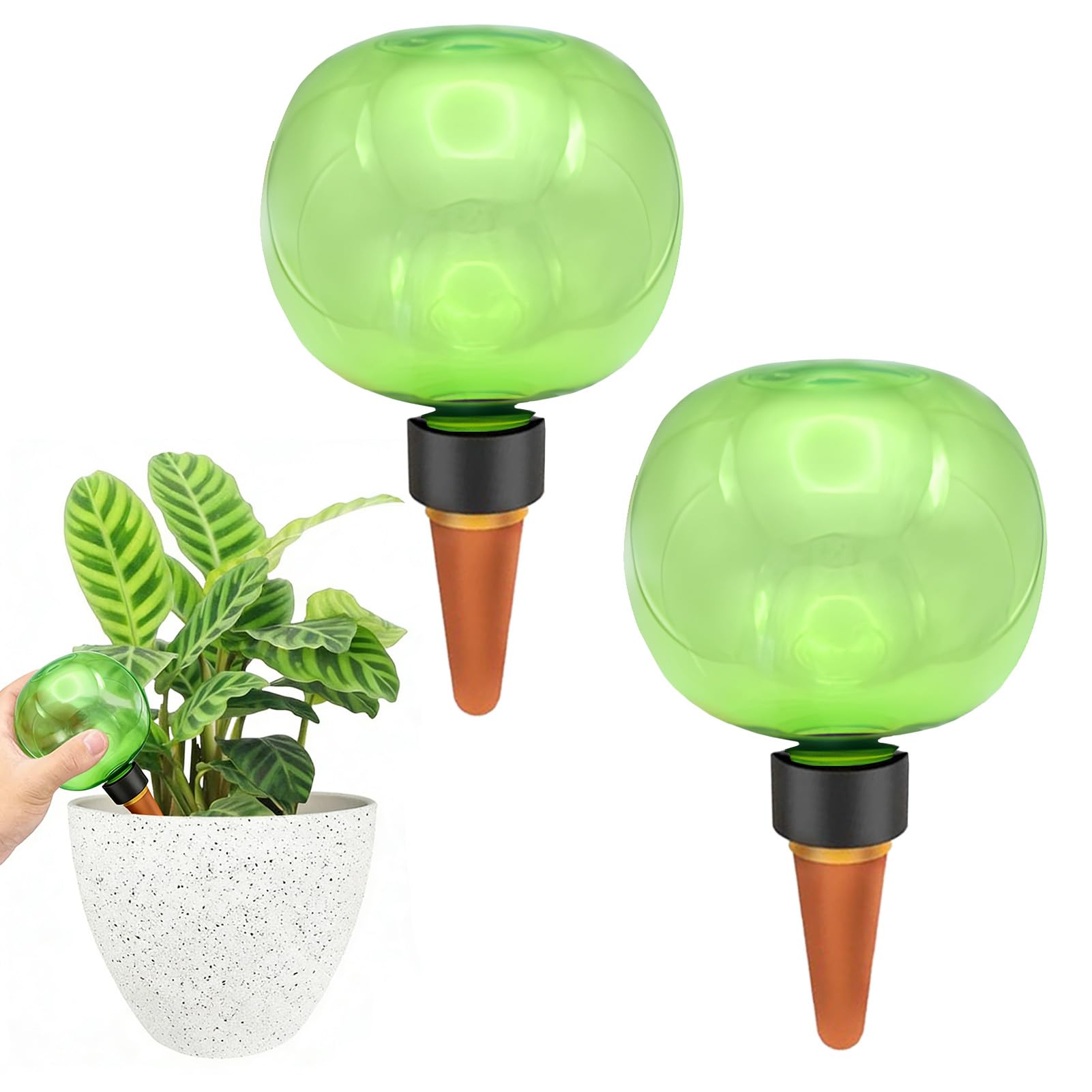 Lot de 2 boules d'arrosage automatique pour plantes - 500 ml - Distributeur d'eau pour plantes - Arrosage automatique des plantes - Distributeur d'arrosage pour vacances et bureau (vert)