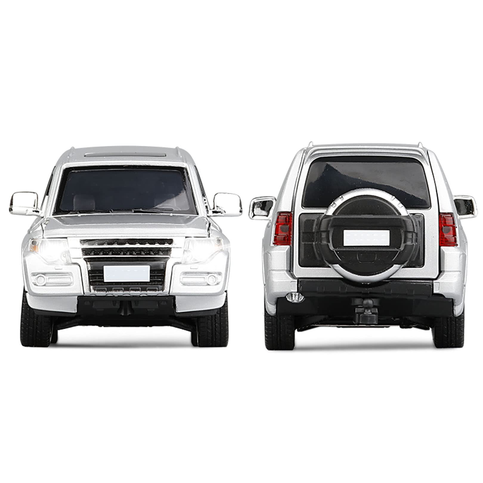 WangXLDD Modellino di Auto in Scala 1/32, Compatibile con Mitsubishi Pajero V97, Modello di Auto in Lega SUV Assorbimento degli Urti Sterzo Suono e Modello di Auto Leggera (Light Gray)