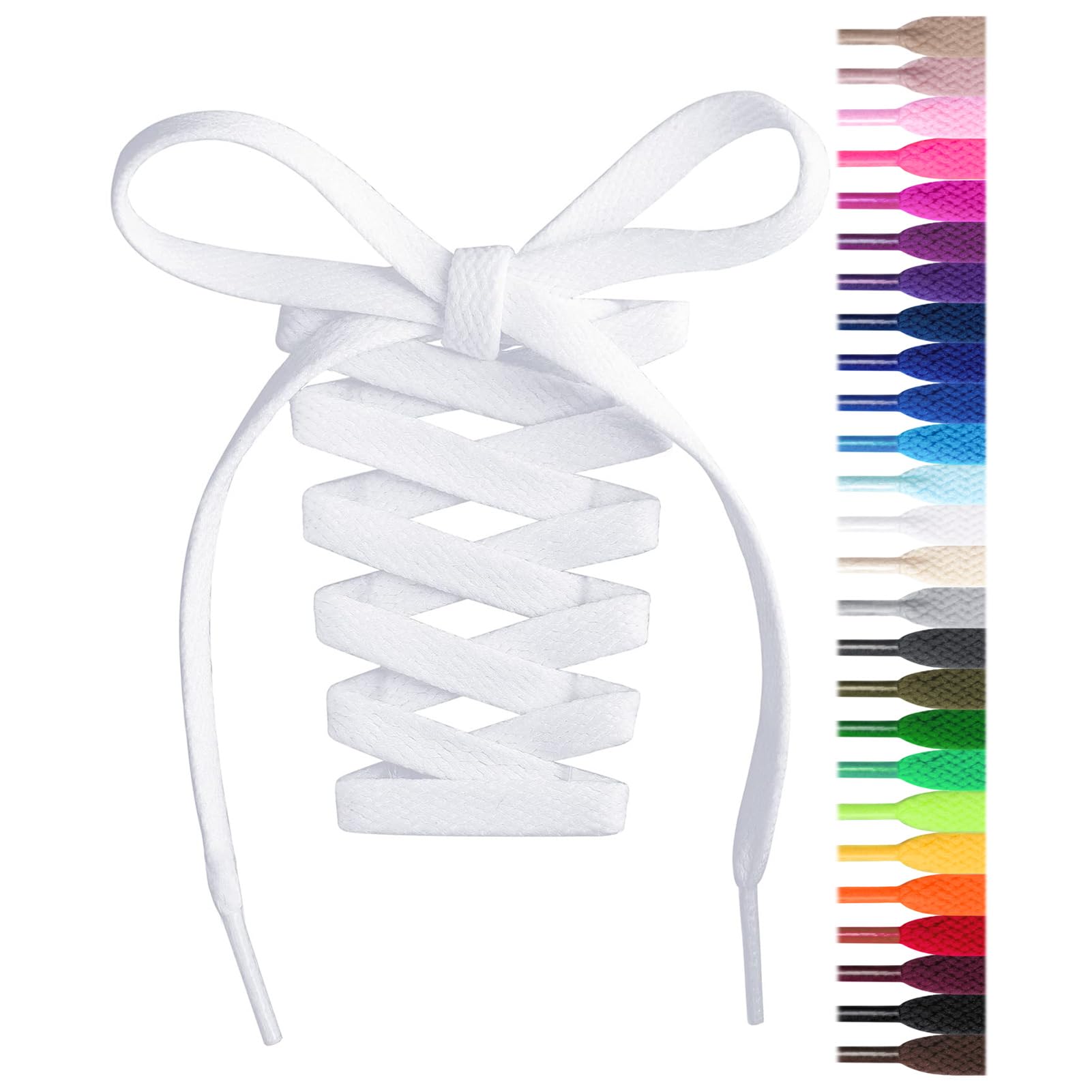 HandshopFlat Shoelaces 5/16" - 20 Colors in 36"-72" Shoe Laces For Sneakers
