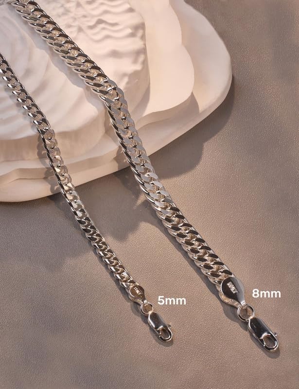 925 Sterling Silver Cuban Bracelets 5/8mm Silver/Gold Plated Bracelets for Women Cuban Link Bracelet for Men 6.5-9 Inches - Image 6