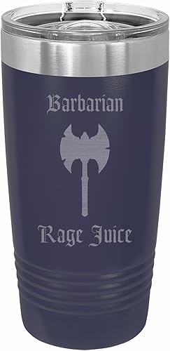 Miniatura 8 de D&D - Vaso de acero inoxidable con aislamiento y jugo de rabia bárbara, con tapa, diseño de dragones y mazmorras, regalos DND (30 onzas, negro)