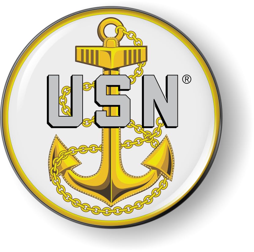 Image of United States Navy Chief Fouled Anchor USN CAR Emblem Badge Flexible | Officially Licensed US Navy Product, 3D Domed, Sticker, made by BestLicensePlateFrames