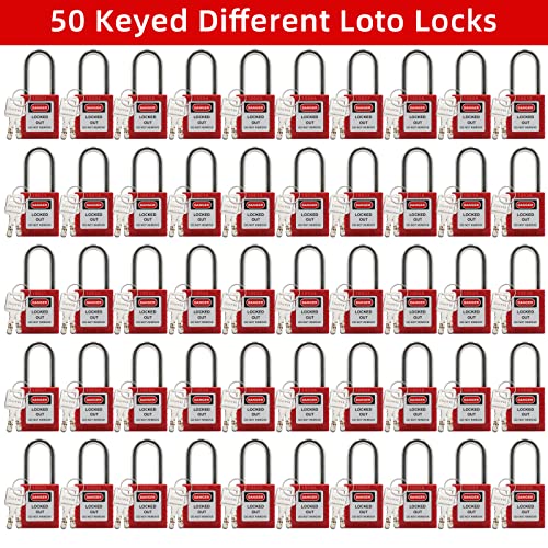 Boviisky Keyed Different Lockout Tagout Locks, 50 Sets Red Lockout Tagout Kit,Safety Lock Out Tag Out Padlock Plastic, 2 Key Per Lock, Loto Locks With Lockout Tagout Tags… #TOP1