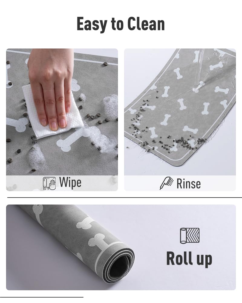 Tapete de alimentación para mascotas, tapete absorbente para comida y cuenco de agua, sin manchas, fácil de limpiar, dispensador de agua de secado rápido, suministros para cachorros, accesorios para