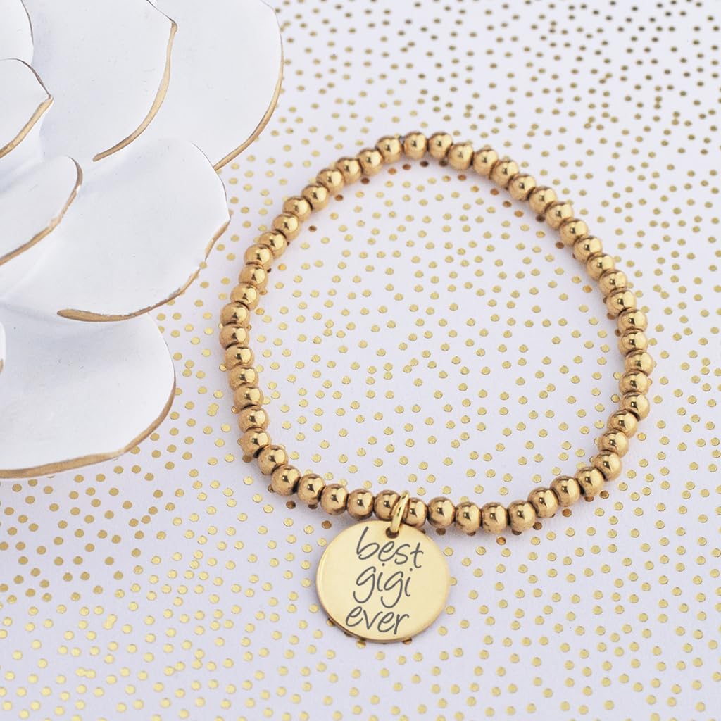 Love, Georgie Best Gigi Ever Stretch Bracelet, Gold or Silver Mother's Day Gift for Gigi, Birthday Present for Gigi - Image 2