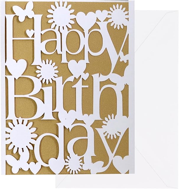 Happy Birthday Card, Birthday Card for Her with Envelope, Birthday Greeting Card, Female Birthday Card, White
