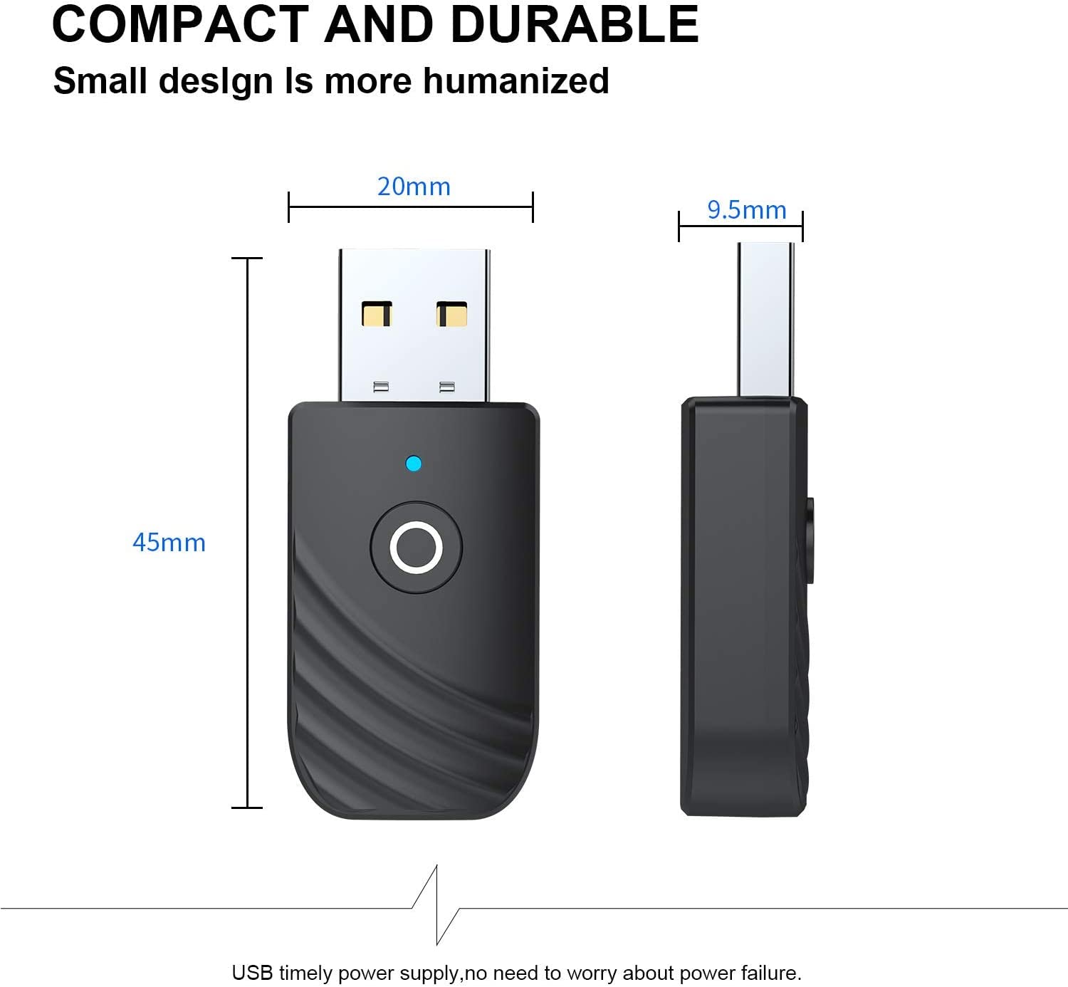 USB Bluetooth 5.0 Adattatore 3 in 1 Ricevitore Audio Musicale Wireless Trasmettitore 3.5Mm AUX per TV PC Cuffie Auto
