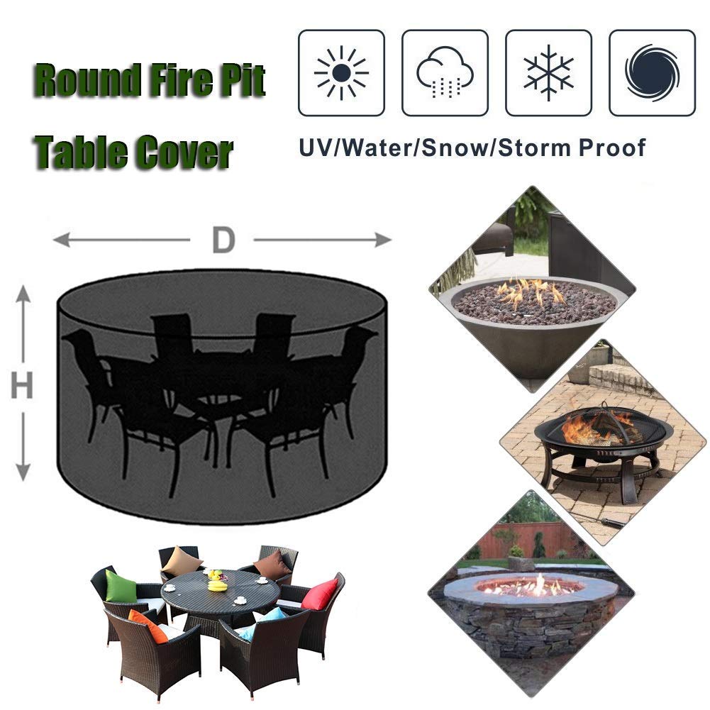 Funda de mesa de jardín de tela impermeable, resistente al viento, protector de muebles de exterior para patio y jardín