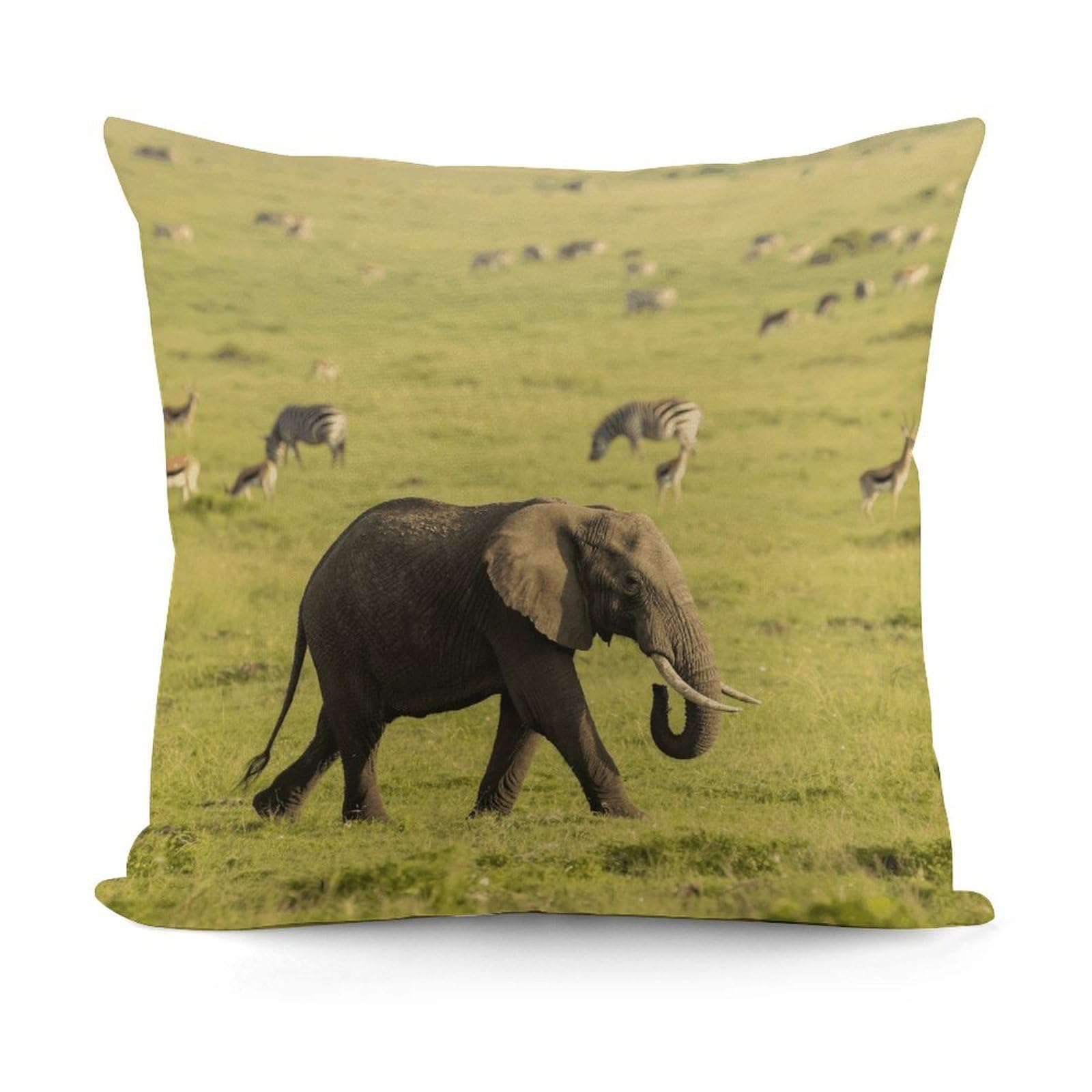 LZQPOEAS Elephant Throw Pillow Cover 18x18 in Breathable Square Pillow Case Cozy Soft Pillowcase Protector Fashion Modern Couch Cushion Case for Living Room Bed Sofa Decor