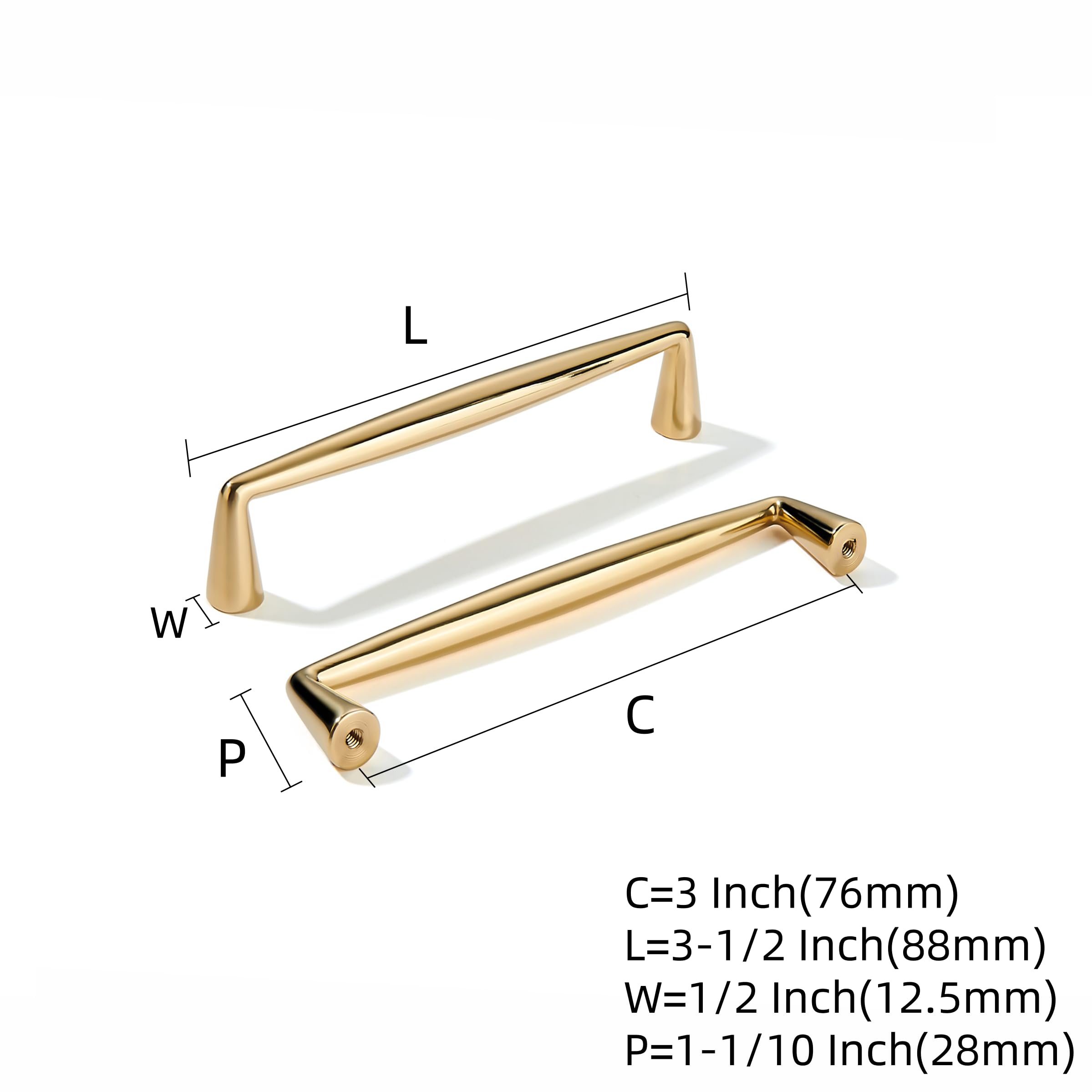 KHTUMEWARE-SB461 Unlacquered Brass Cabinet Pulls CTC 3 in (76 mm) 5-Pack in Unlacquered Brass — KHTUMEWARE
