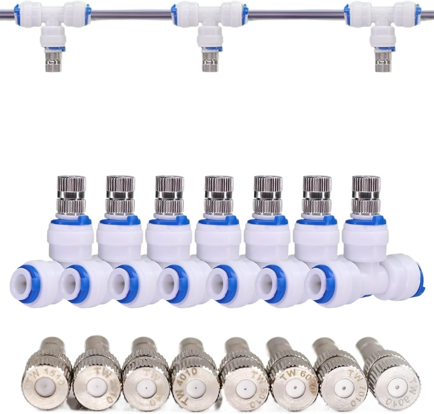 5PCS Low-pressure Misting Nozzles Fine Atomization Sprayer with Filter inside Slip Lock Water Push Tee Connecter Cooling System (Color : 0.8mm x5pcs)