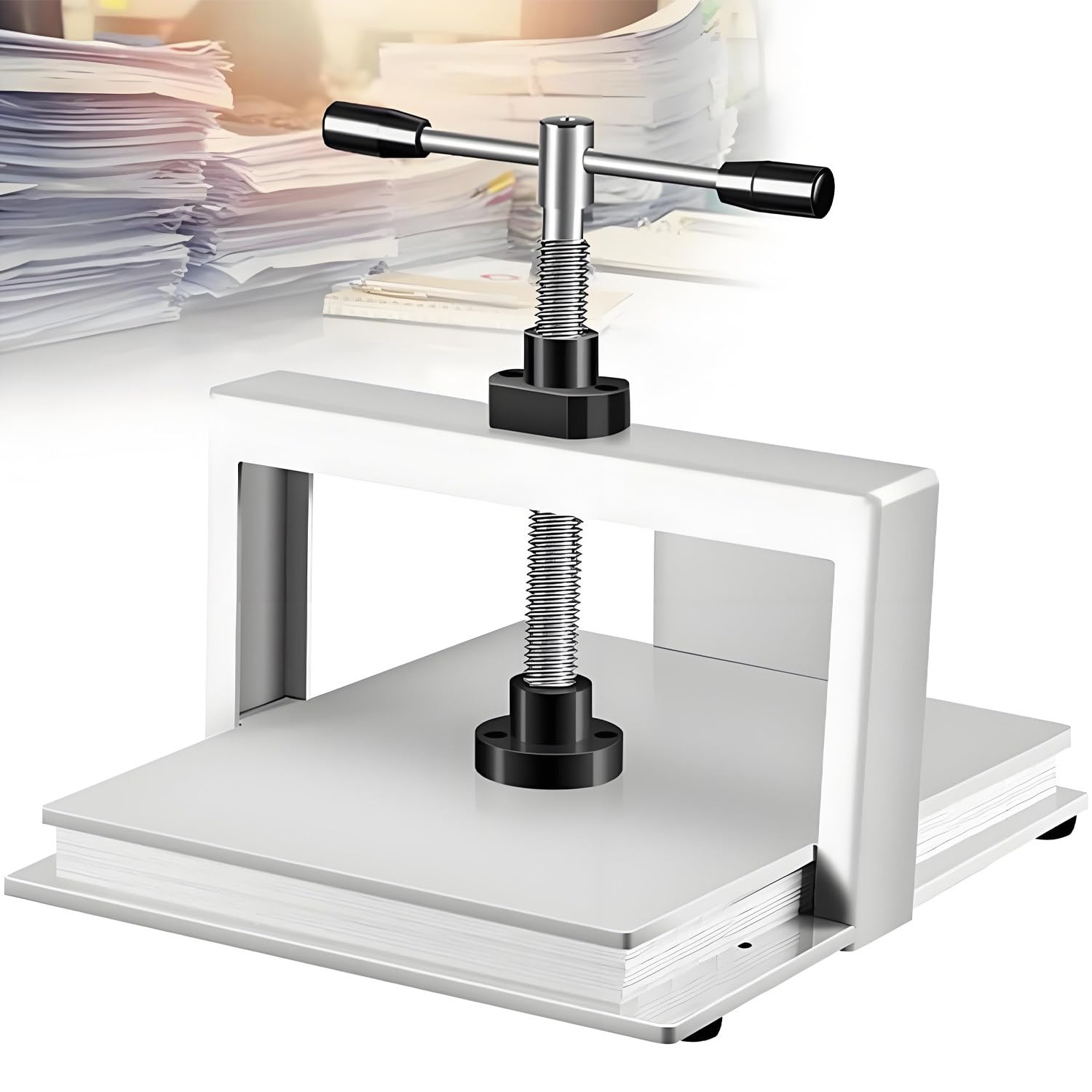 Pressa Manuale per Rilegatura di Libri per impieghi gravosi - Macchina per appiattire in Acciaio a Pressione da 1500 kg, Ideale per bollette, Libri, Moduli, fatture, Documenti d'ufficio A4