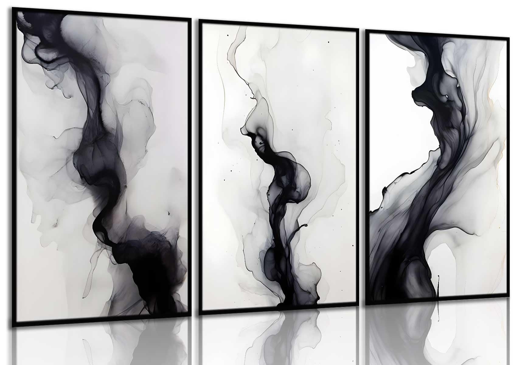 3 Pcs Black And White Simple Abstract Canvas Wall Art Black and gray Minimalist Prints Painting Smoke Shapes Pictures Posters Modern Home artwork for Bedroom Study office Decoration, 12x16in Poster