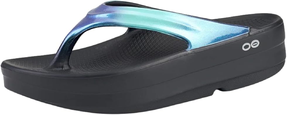 OOFOS OOmega OOlala Luxe Recovery Sandal, Atlantis - Womens Size 5