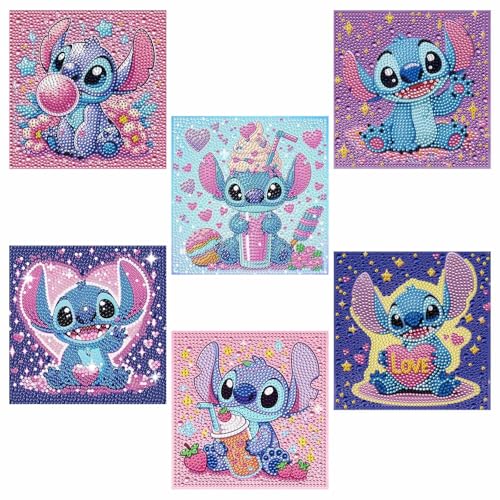 JYLMOOD 6 Packs 5D Diamond Art Kits for Kids Beginners Full Drill 5D Cartoon Diamond Painting Kits for Adults DIY Big Gem Art Paintings Kits for Kids Ages 8-12 Home Wall Decor 6x6 Inch