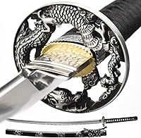 Vista 10 de Espada Samurai Katana, Hecha a Mano Japonesa, Práctica, Acero al Carbono Damasco/1060/1095, Templado/Templado en Arcilla, Espiga Completa, Afilada