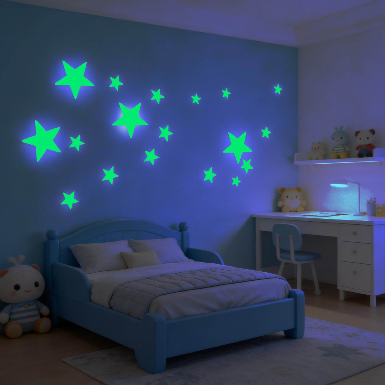 30 Étoiles Phosphorescentes en 3 Tailles, Autocollantes pour Mur et Plafond, en PET, pour Décoration Douce de Chambre Enfant