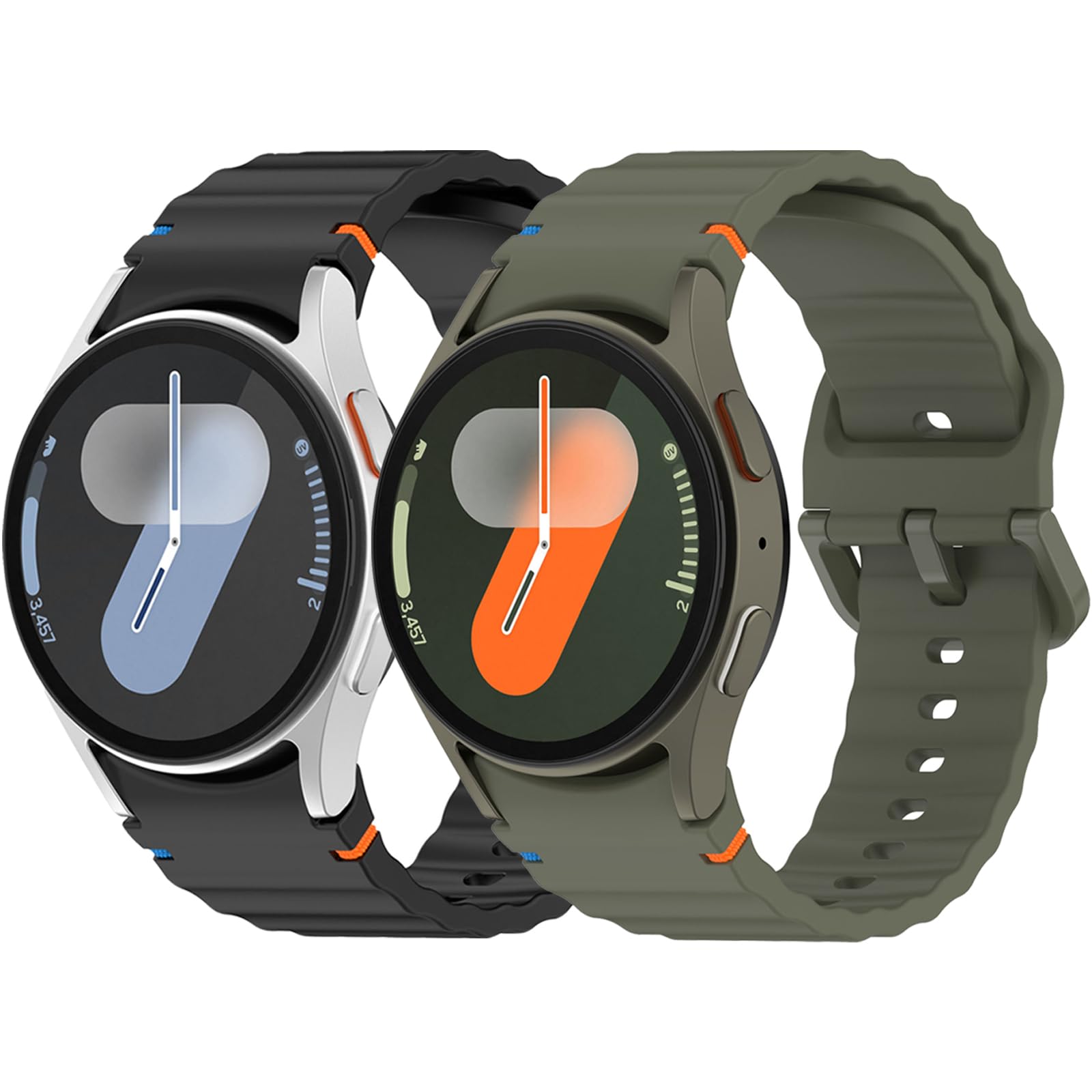 ZXgomg 2 Pack Silicone Straps Compatible with Samsung Watch 7 Strap for Women Men, No Gap Sport Bands for Samsung Galaxy Watch 7/6/5/4/FE/4 Classic/6 Classic/5 Pro strap (40mm 44mm)