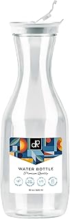 DecorRack Large Water Carafes, Bottle with Black Top Lid, 50 Oz Plastic Juice Pitcher, Decanter, Jug, Serve Fridge Cold Ic...