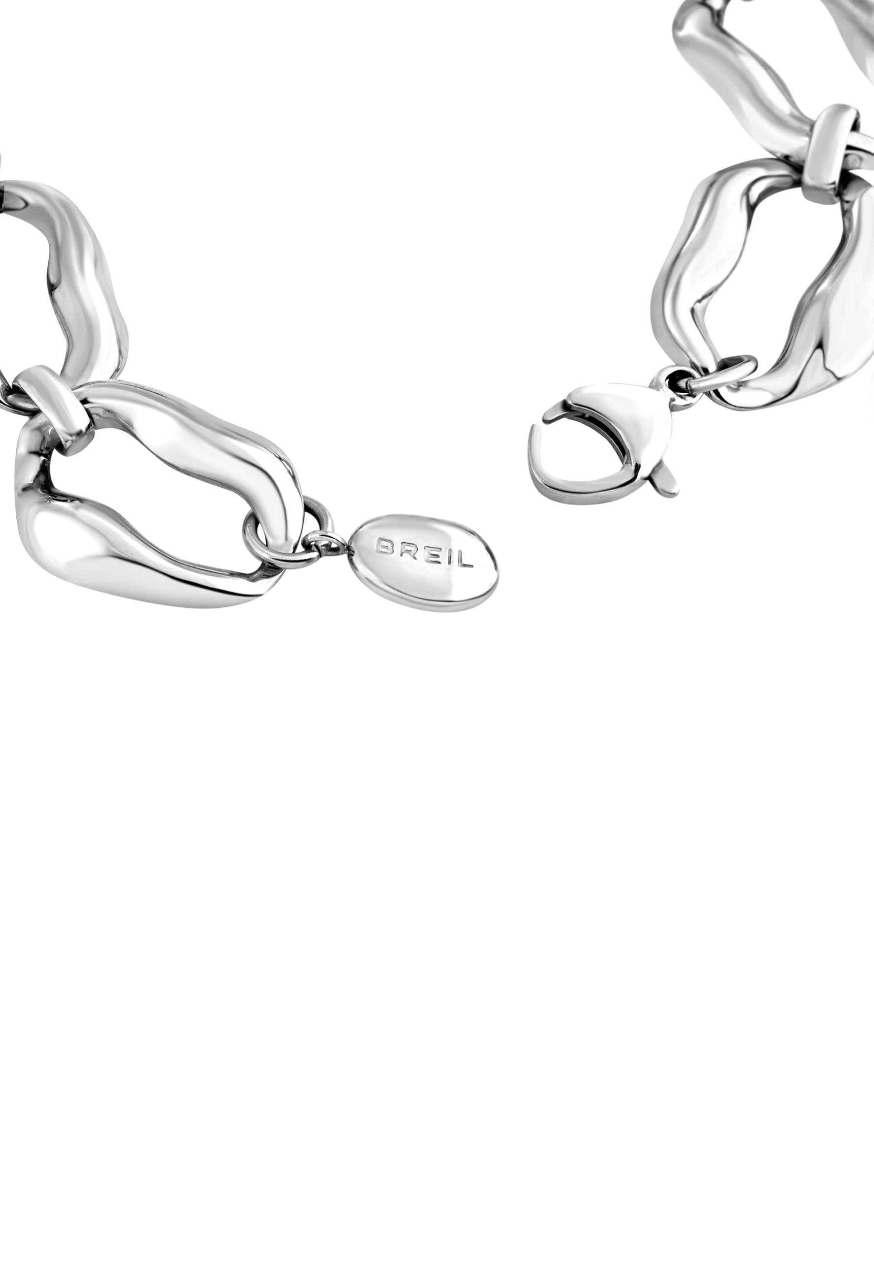 Breil, Collezione Alchemy, Bracciale Donna Alchemy, con catena in Acciaio Lucido ed Elementi Ovali, Pratica Chiusura a Moschettone, Misura 22 cm