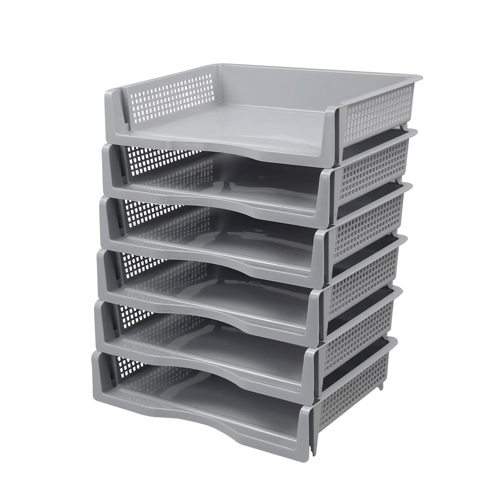 Jandson A4 Paper Trays for Desk Stackable, 6 Tiers Office Organiser Tray, Grey