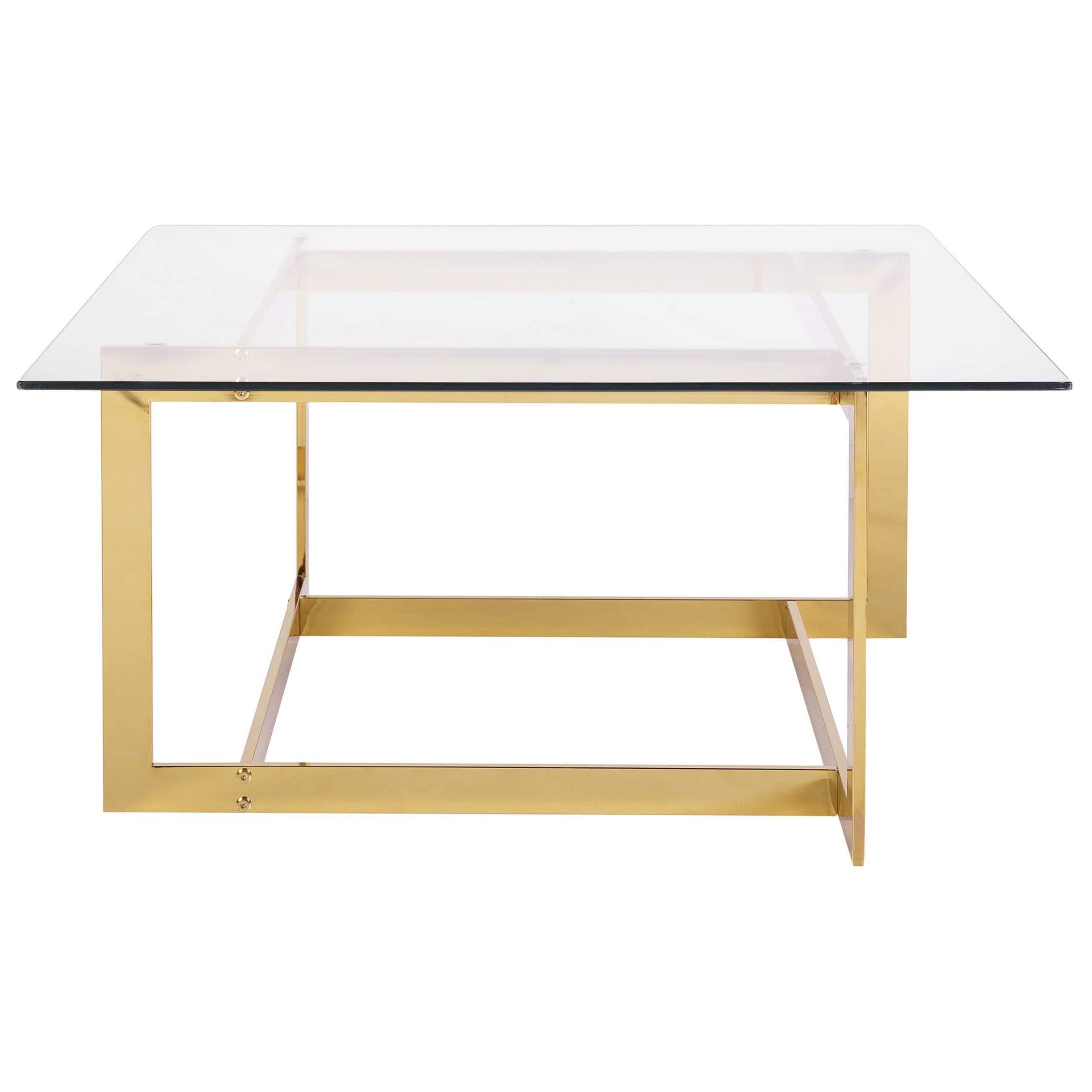 Beliani Table Basse avec Plateau en Verre et Cadre en Métal Doré au Style Moderne et Glamour