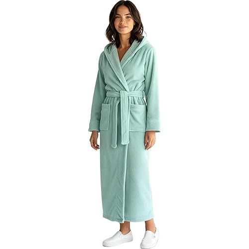 Alexander Del Rossa Womens Robe, Long Plush Bathrobe with Hood, Hooded Robes for Women Plus Size Bath Robe