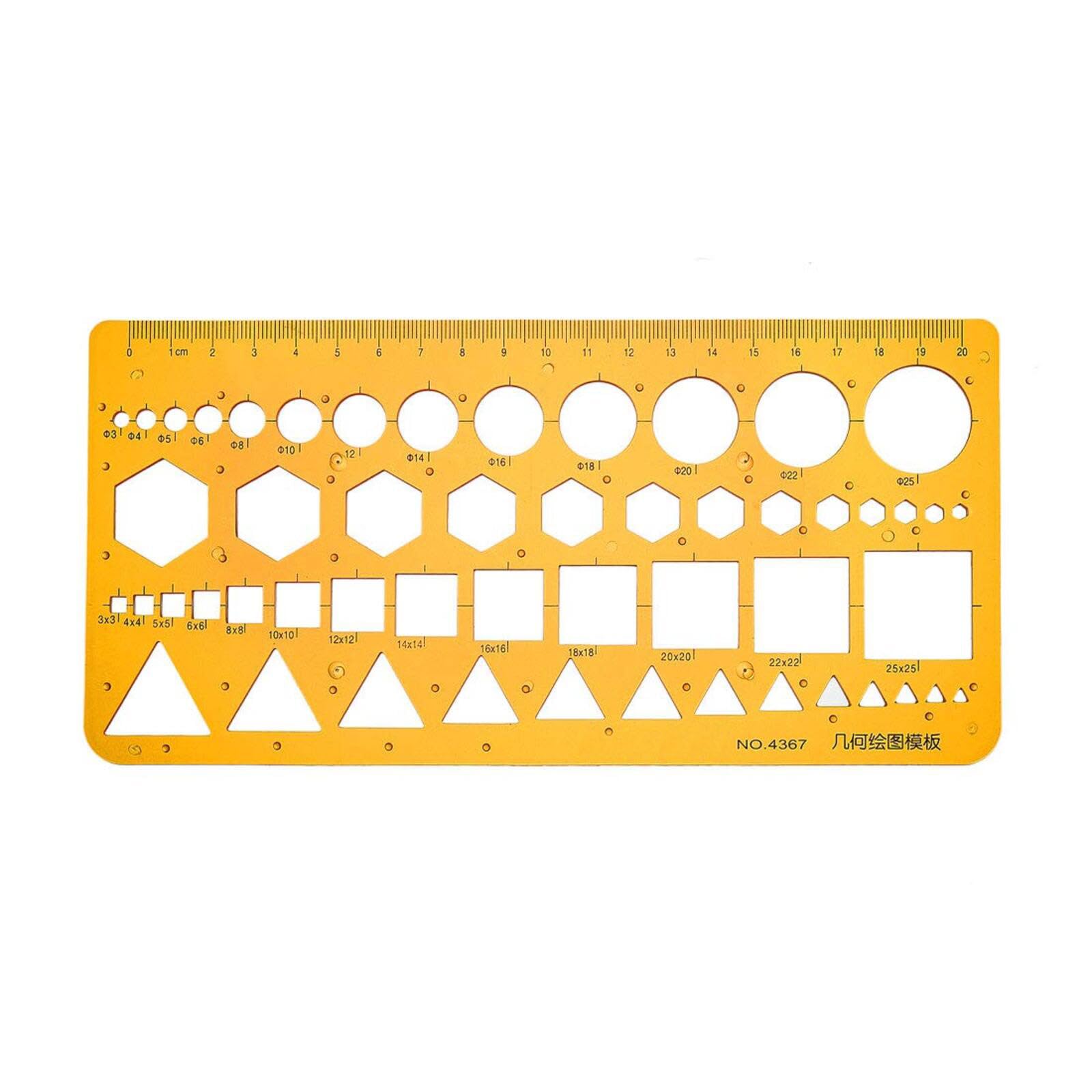 1 PC Geometric Drawing Template with Circles Squares and Triangles Stencil Ruler for Engineering Drafting Architecture School and Office Supplies