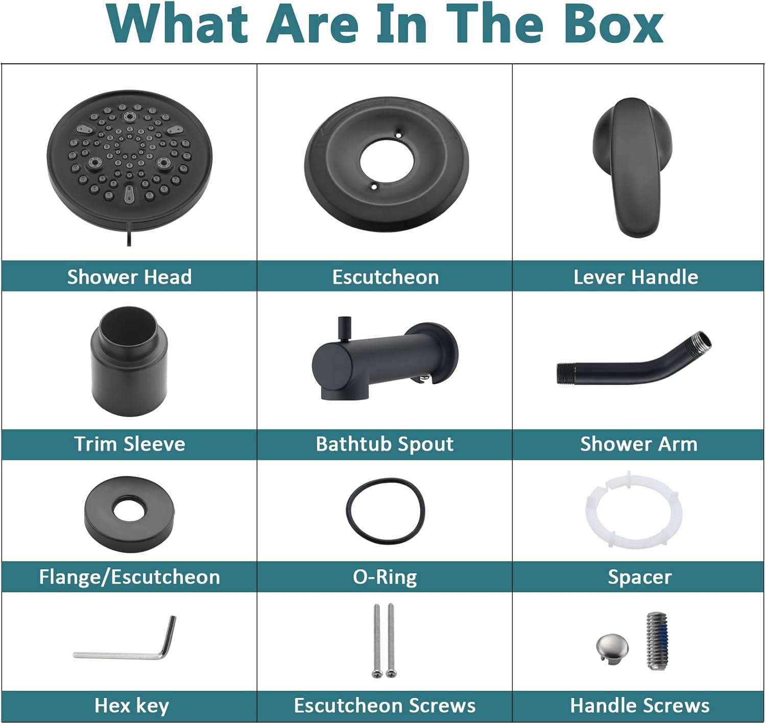 Replacement Faucet Shower Trim Kit for Delta 1300/1400 & 13/14 Series, Tub Shower Faucet Set, High Pressure 9-Setting Rain Shower Head - Matte Black (Valve/Cartridge Not Included)