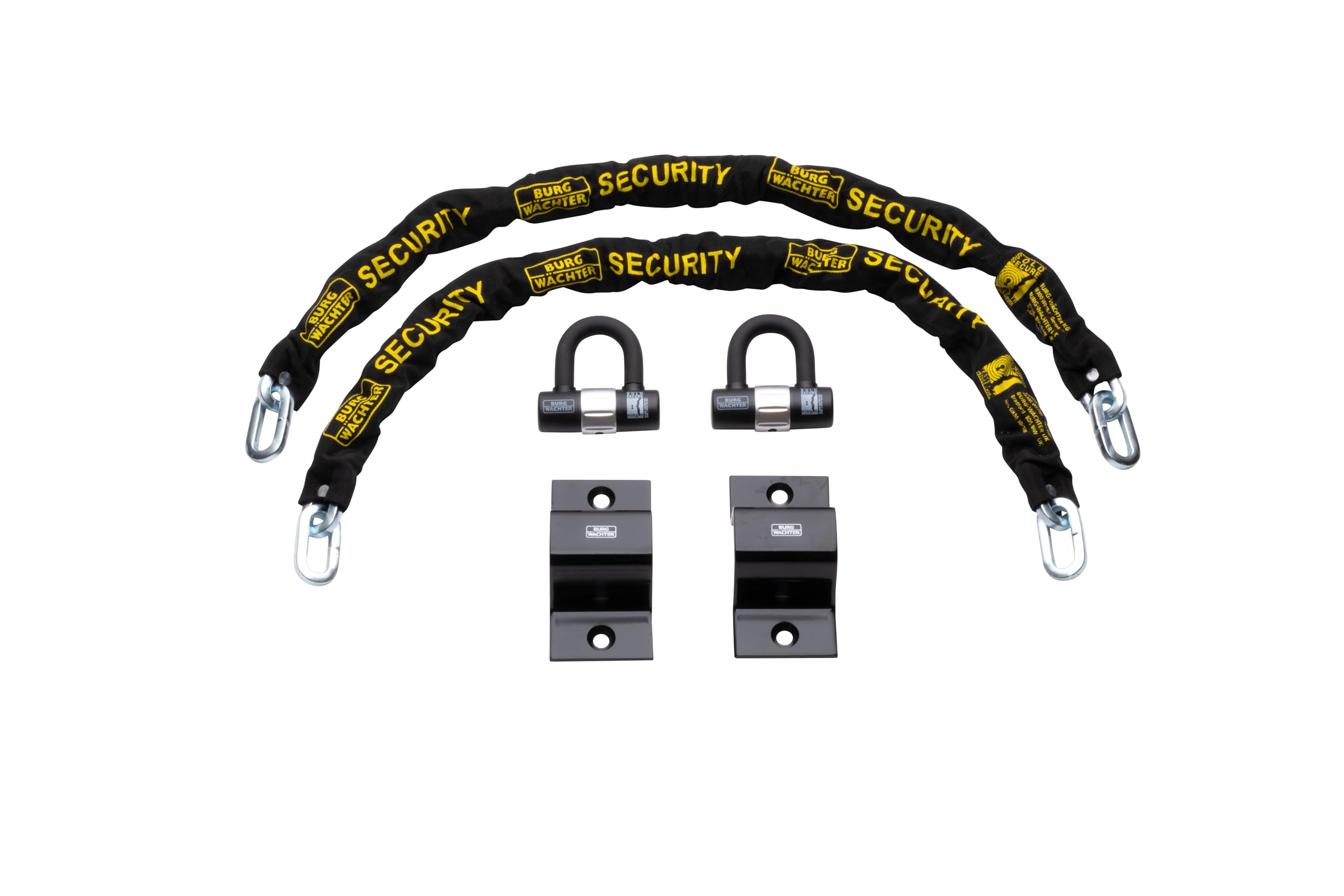 Burg Wachter Duo Kit Sold Secure Diamond & Gold 10mm Keyed Alike 1m Chain & Ground Anchor Twin Pack, Black, 1M Chain