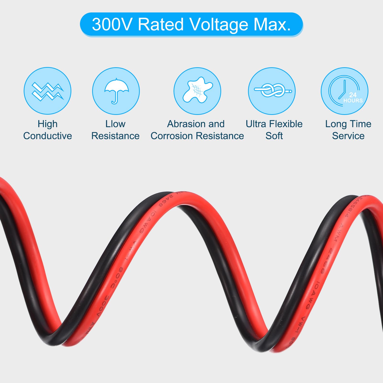 QUARKZMAN 12AWG Elektrischer Draht 2 x 3,31 mm² Strom Kabel 30 Meter Weich und flexibel Kupfer Verlängerungskabel UL2468 Mantelleitung Gerätekabel PVC Silkon 2 adrig Rot Schwarz Elektrokabel